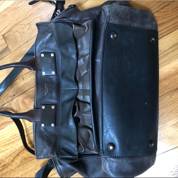 rag & bone Large Pilot Satchel in black and brown - Picture 7 of 8